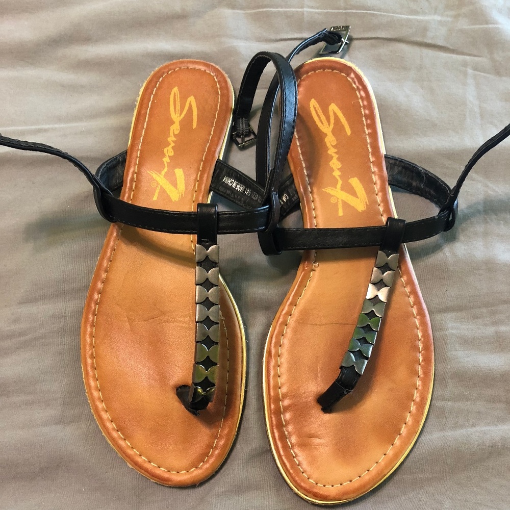 Black and Silver Sandals